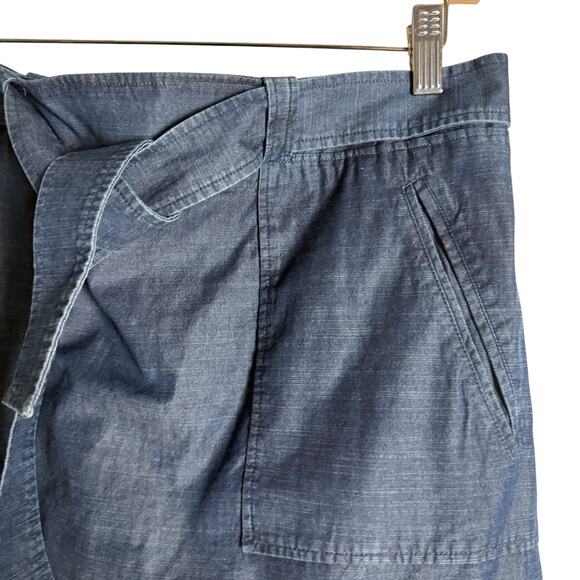 A.P.C. Jupe Nairobi Blue Denim Tie Waist A-Line Utility Mini Skirt Size L - Picture 4 of 8